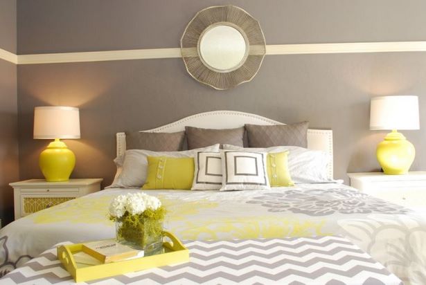 Schlafzimmer gelb weiß