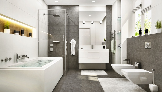 Badezimmer weiß grau