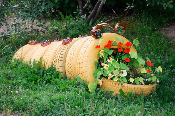 Gartendeko aus alten autoreifen