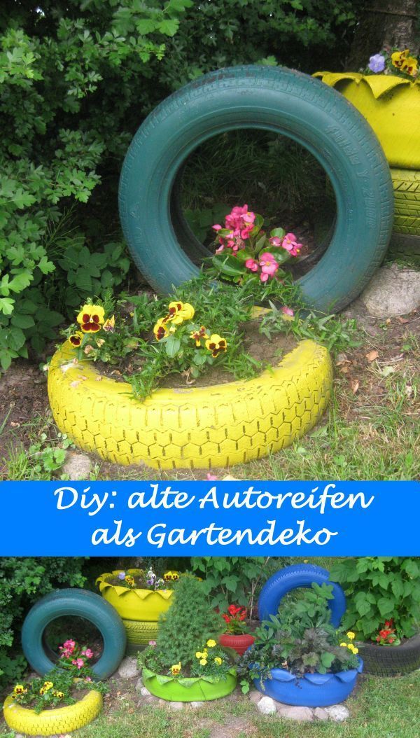 Gartendeko aus alten autoreifen