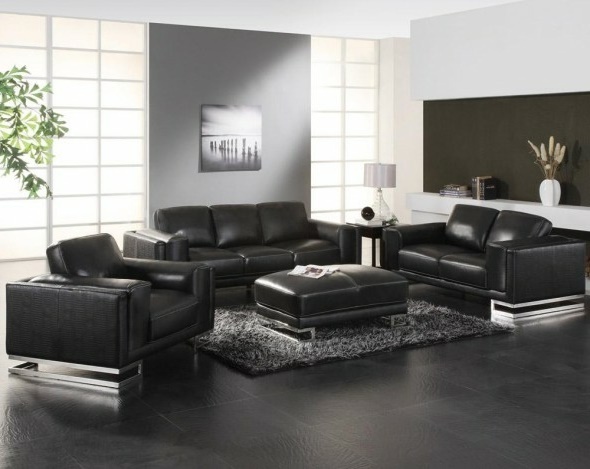 Wohnzimmer schwarzes sofa