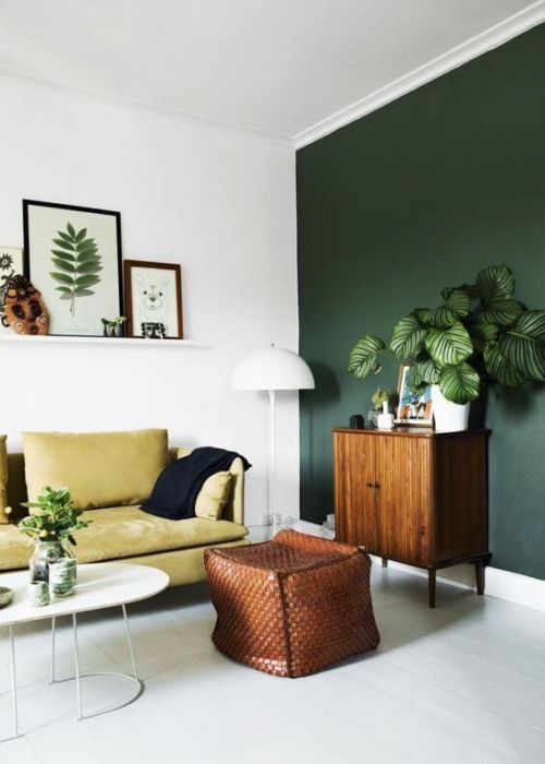 Wohnzimmer grüne wand