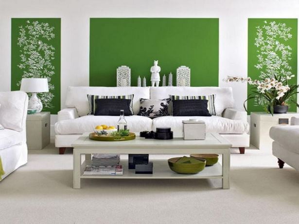 Wohnzimmer grüne wand