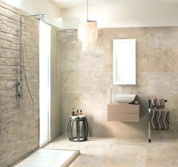 Badezimmer modern beige