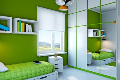 Jugendzimmer grün weiß