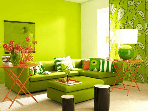 Farbgestaltung wohnzimmer grün