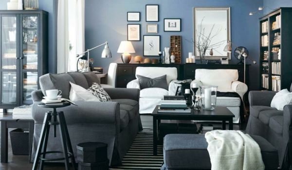 Grau blau wohnzimmer