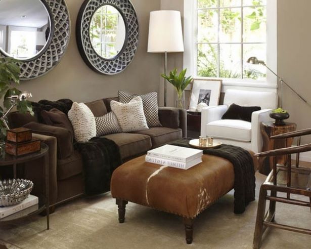 Wandfarbe wohnzimmer braunes sofa
