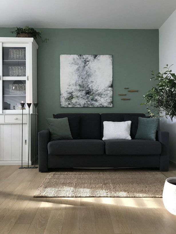 Wohnzimmer grün grau