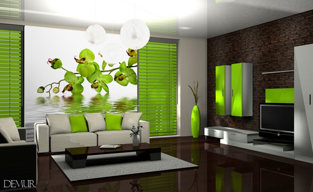 Wohnzimmer tapete grün
