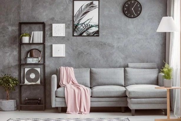 Wand grau wohnzimmer
