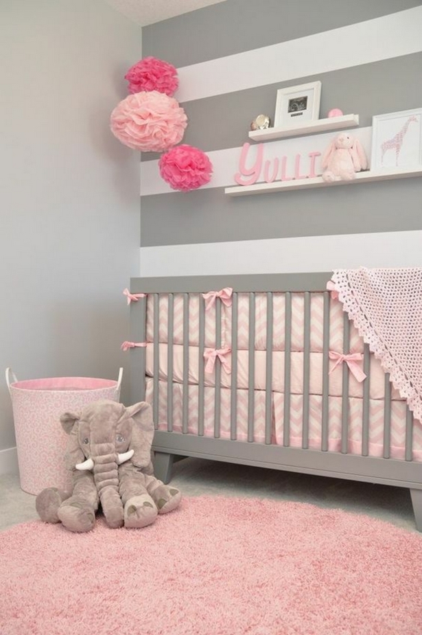 Babyzimmer grau rosa