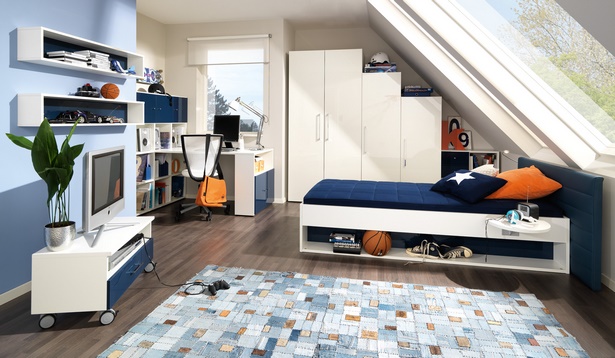 Jugendzimmer blau weiß