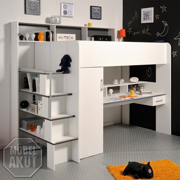 Kinderbett mit schreibtisch und kleiderschrank