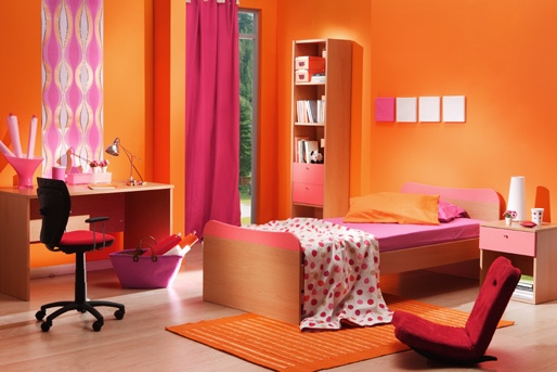 Jugendzimmer rot orange
