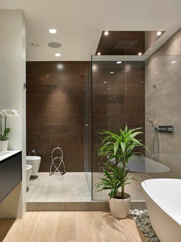 Badezimmer modern braun
