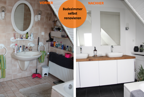 Badezimmer vorher nachher