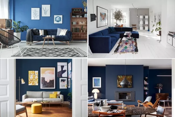 Wandgestaltung wohnzimmer blau