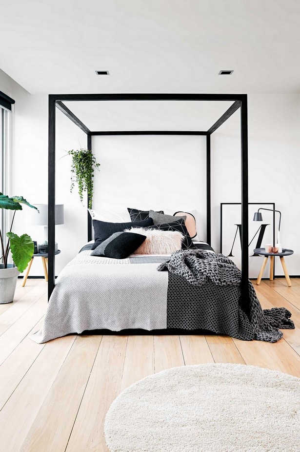 Schlafzimmer mit schwarzen möbeln