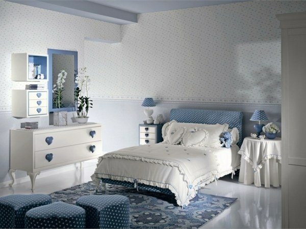 Schlafzimmer weiß blau