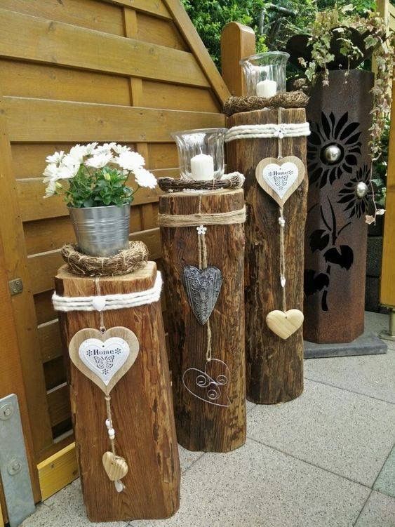 Deko ideen aus holz für den garten