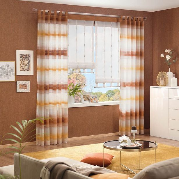 Gardinen modern wohnzimmer braun