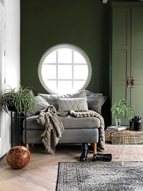 Wandgestaltung wohnzimmer grün