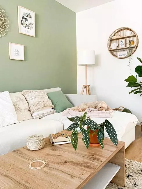 Wohnzimmer ideen grüne wand
