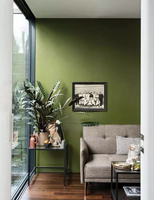 Wohnzimmer ideen grüne wand