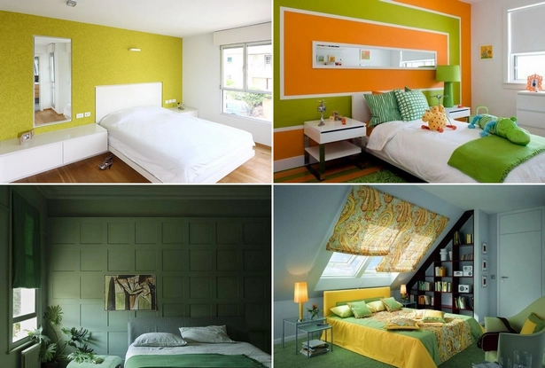 Schlafzimmer grün gelb