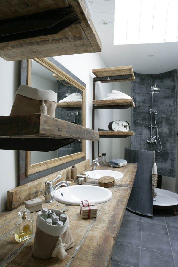 Badezimmer modern rustikal