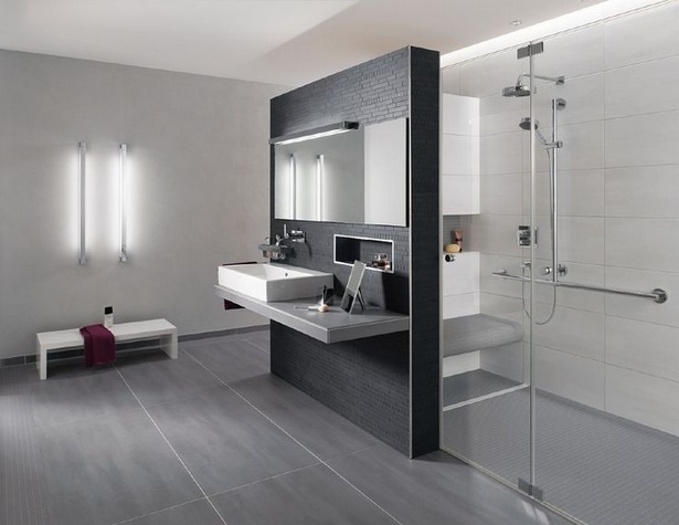 Badezimmer modern grau