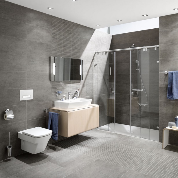 Badezimmer modern grau