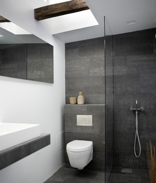 Badezimmer modern grau