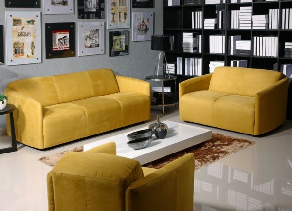 Gelbe deko wohnzimmer