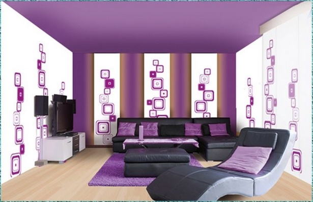 Lila dekoration wohnzimmer