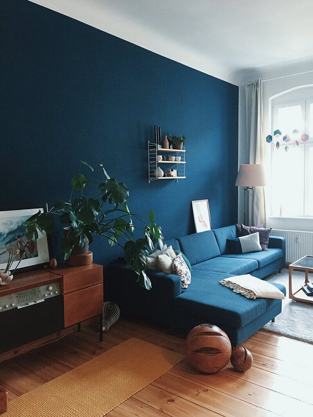 Blaue wandfarbe wohnzimmer