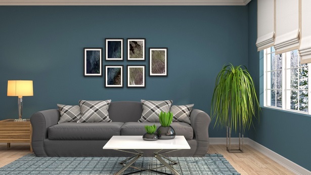 Wandfarbe wohnzimmer graues sofa