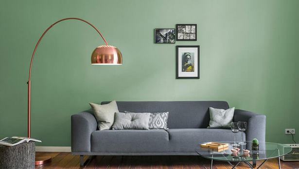Wandgestaltung wohnzimmer grau grün
