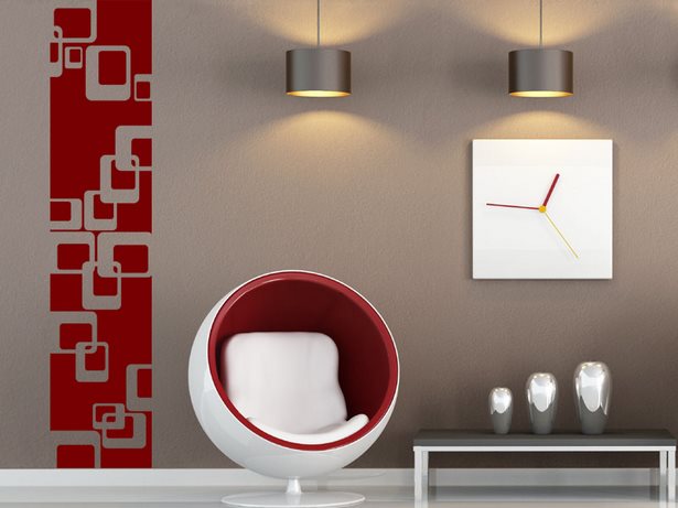 Wandgestaltung wohnzimmer grau rot