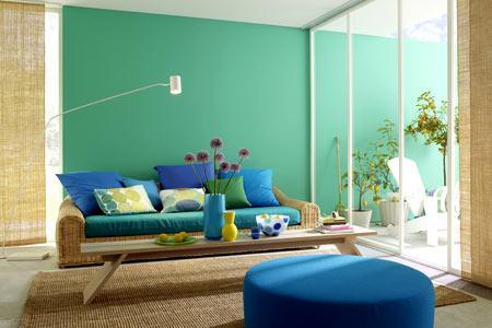 Wohnzimmer blau grün