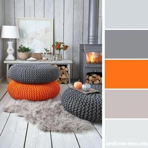 Wohnzimmer grau orange