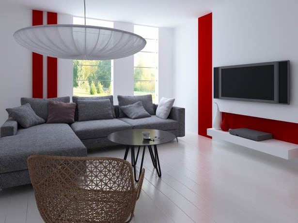 Wohnzimmer grau rot