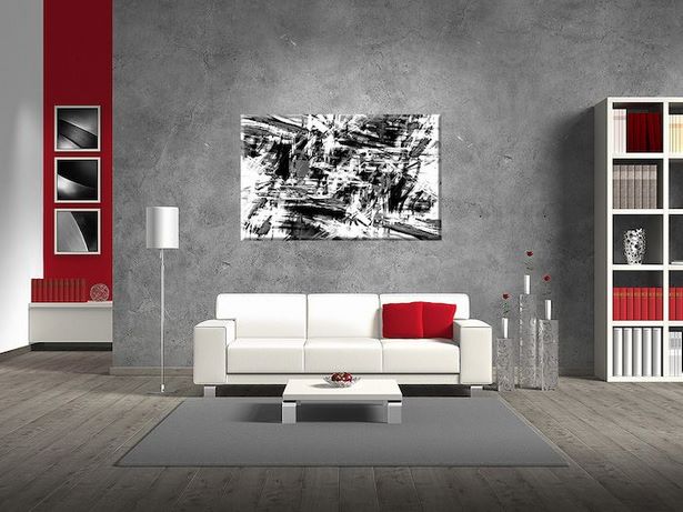 Wohnzimmer grau rot