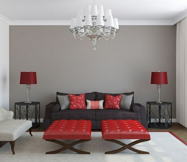 Wohnzimmer grau rot