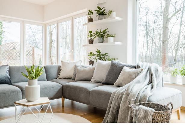 Wohnzimmer ideen graues sofa