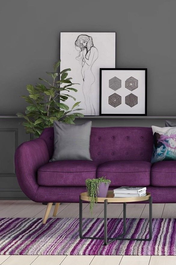 Einrichtungsideen wohnzimmer lila