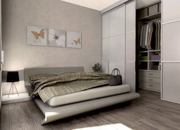Kleines schlafzimmer mit begehbarem kleiderschrank