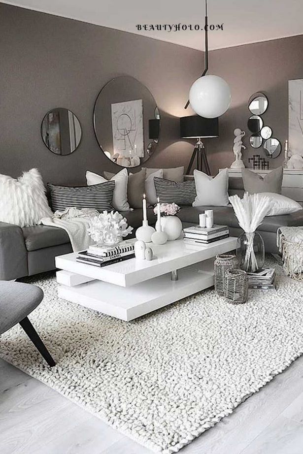 Wohnzimmer einrichten weiß grau