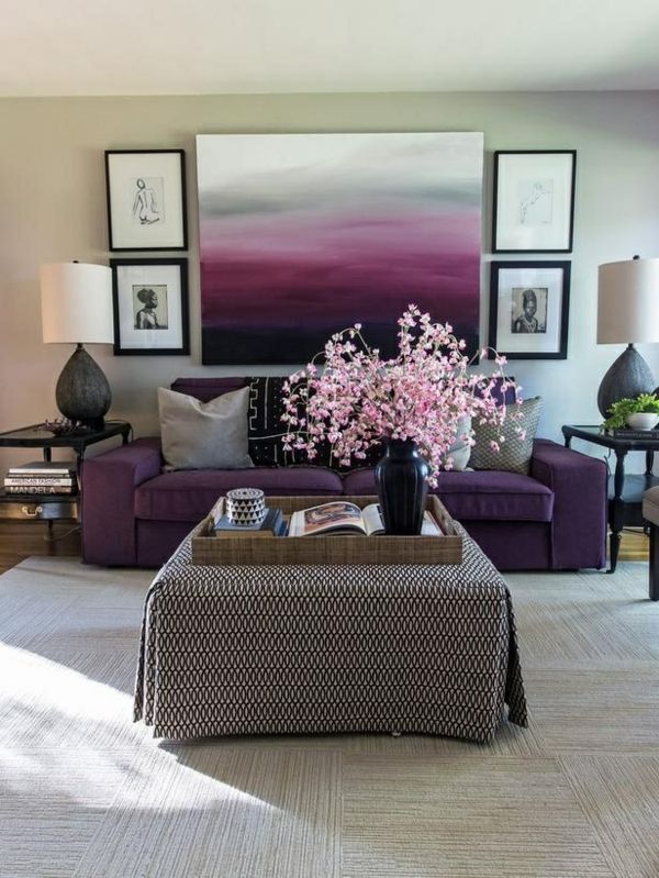 Wohnzimmer grau lila